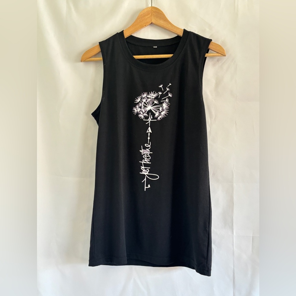 Just Breathe Tank Top Dandelion Blowing In the Wind Peaceful Reminder Shirt